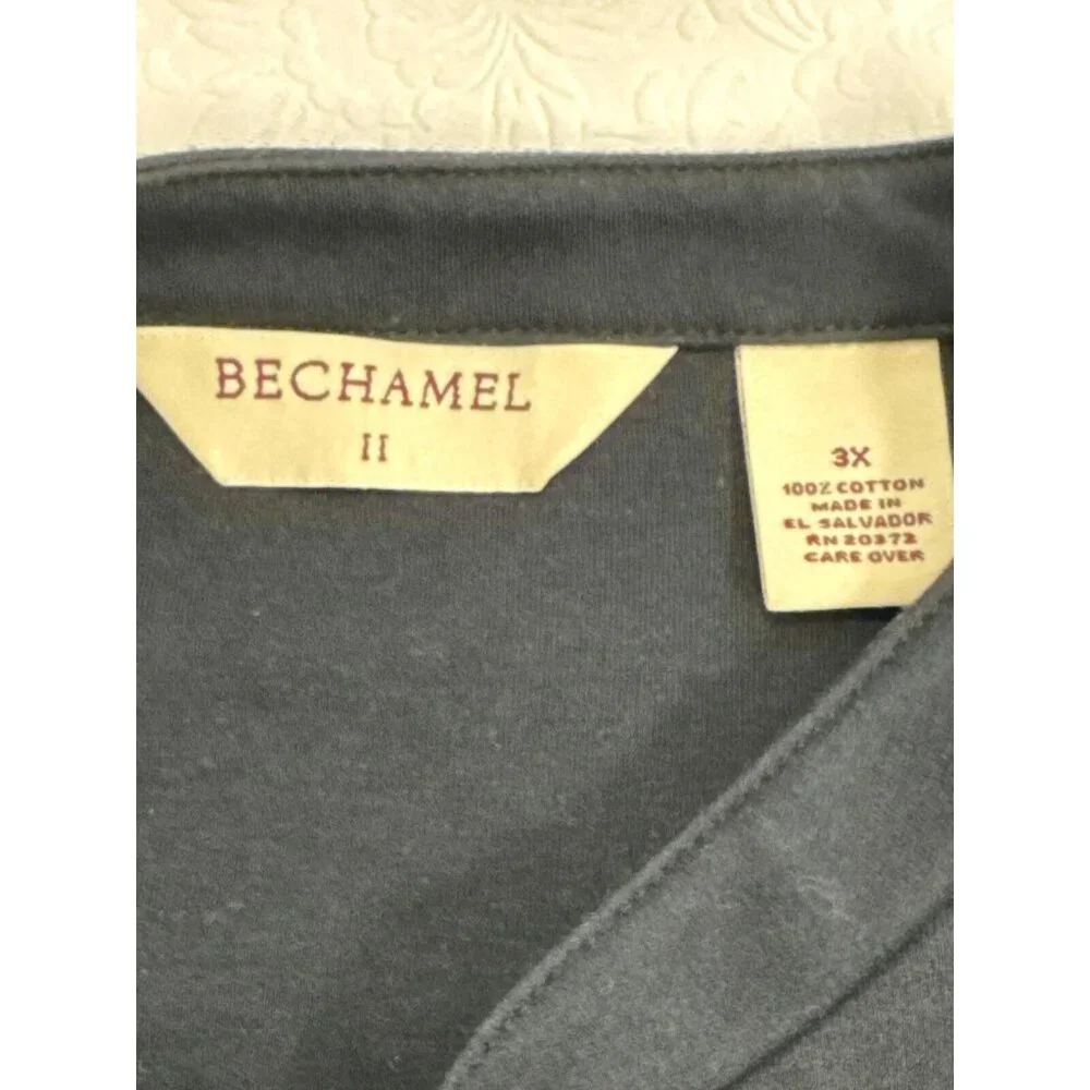 Bechamel Womens Cotton Black Button Front Collar Shirt Size 3X Long Sleeve - Picture 3 of 8